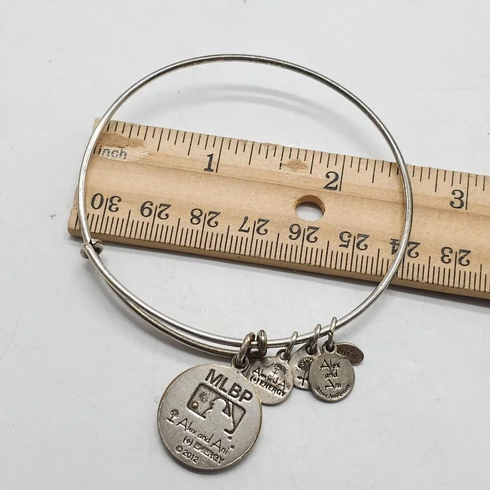 Alex & Ani MLB Boston Red Sox Silver Tone Expandable Charm Enamel Bracelet